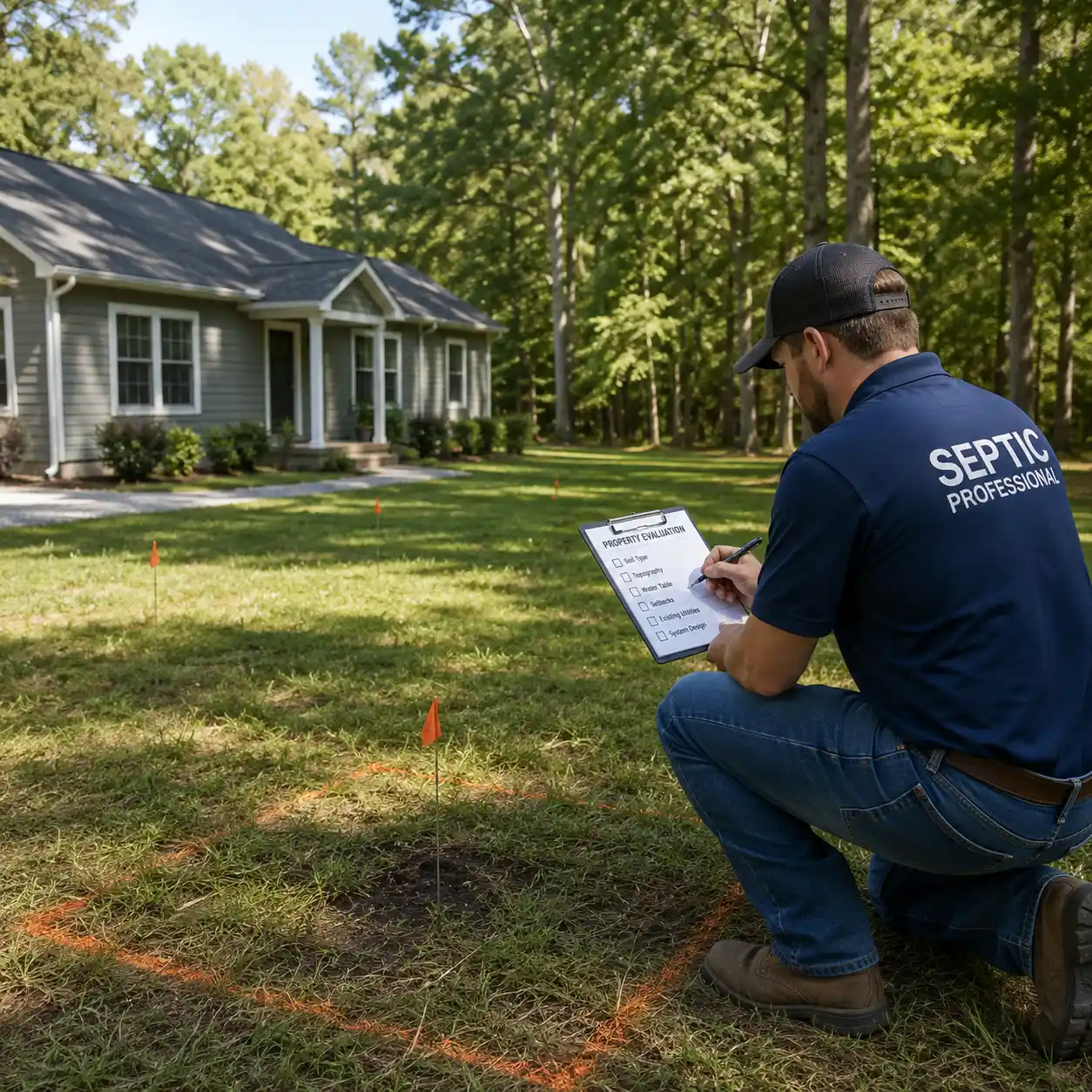 Planning drain field repair work at a commercial property