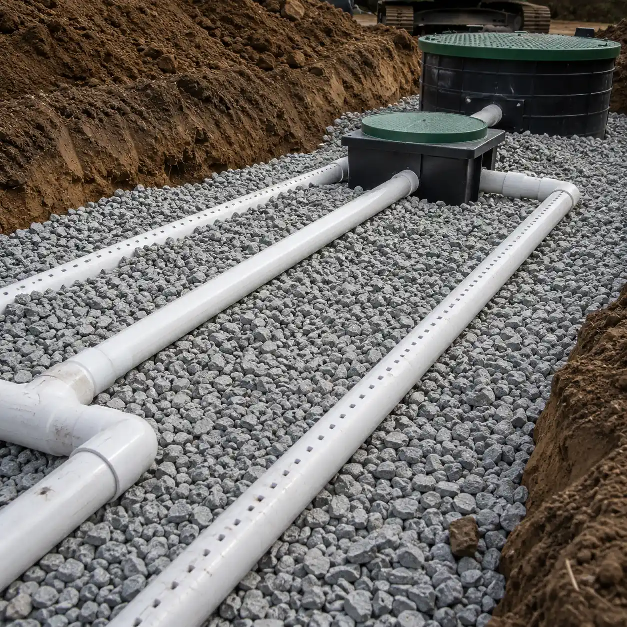 Septic drain field installation on a Berks County property