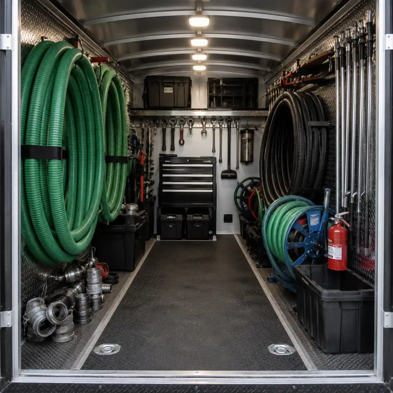 Inside a Reading Septic Services truck ready to serve Berks, Lebanon, and Montgomery counties